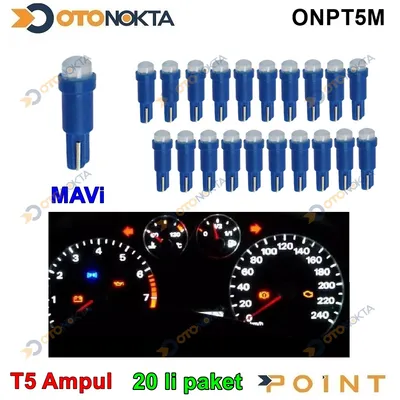 Ampul Gösterge Ledli T5 Mavi Paket 20'li
