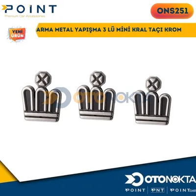 Arma Yapışma Plastik 3'lü Mini Kral Taçı Krom