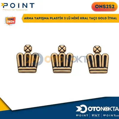 Arma Yapışma Plastik 3'lü Mini Kral Taçı Gold
