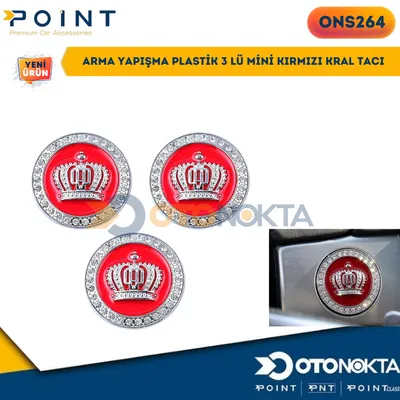 Arma Yapışma Plastik 3'lü Mini Kırmızı Kral Tacı