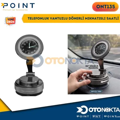 Telefon Tutucu Vantuzlu Dönerli Mıknatıslı Saatli