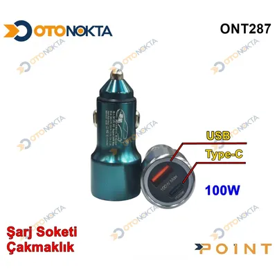 Şarj Soketi Çakmaklık 100W Usb-Type-C Giriş