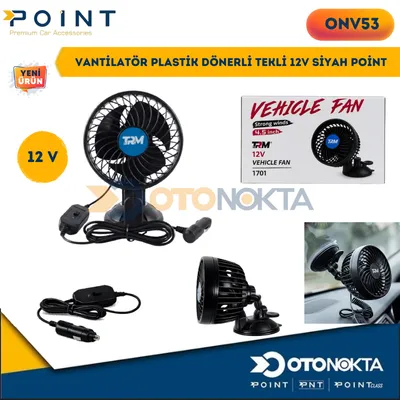 Vantilatör Plastik Dönerli Tekli 12V Siyah