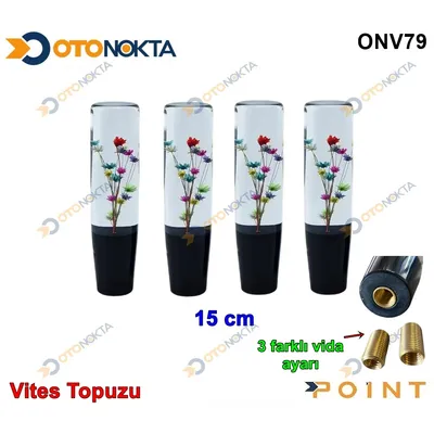 Vites Topuzu Şeffaf Çiçekli 15 cm