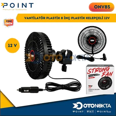 Vantilatör Plastik 8 İnç Plastik Kelepçeli 12V