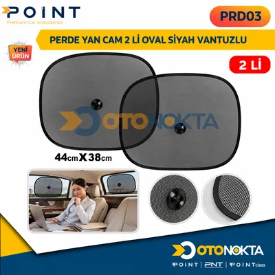 Perde Yan Cam 2'li Oval Siyah Vantuzlu