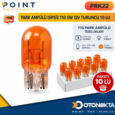 Park Ampulü Dipsiz T10 5W12V Turncu 10'lu