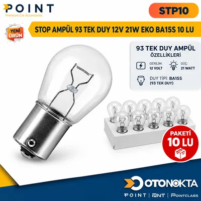 Stop Ampul 93 Tek Duy 12V 21W Eko BA15S 10'lu