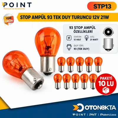 Stop Ampul 93 Tek Duy Turuncu 12V 21W 10'lu