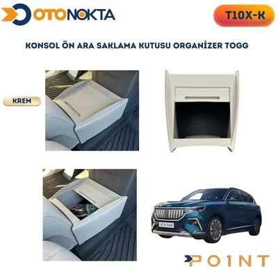 Konsol Ön Ara Saklama Kutusu Organizer Togg Krem