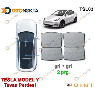 Tesla Tavan Perdesi Model Y Gri Gri 2 Prç